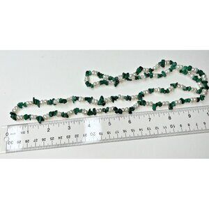 Vtg Handmade Blue Green Turquoise Freshwater Pearl Chunky Beaded 18" Necklace